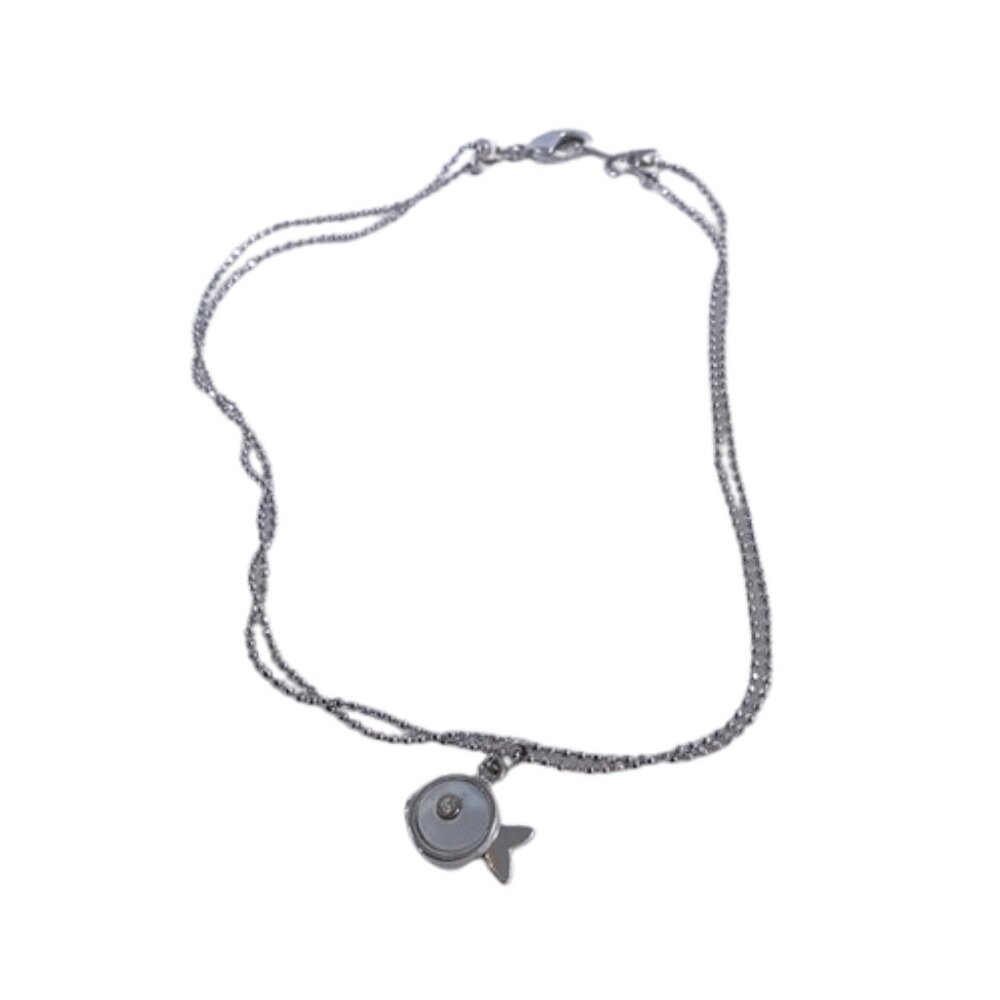 Fish Charm 2 Strand Silver Tone Bracelet